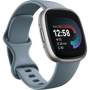 Fitbit Versa 4 Fitness Smartwatch Waterfall Blue/Platinum, GPS+ OneSize (G31022)